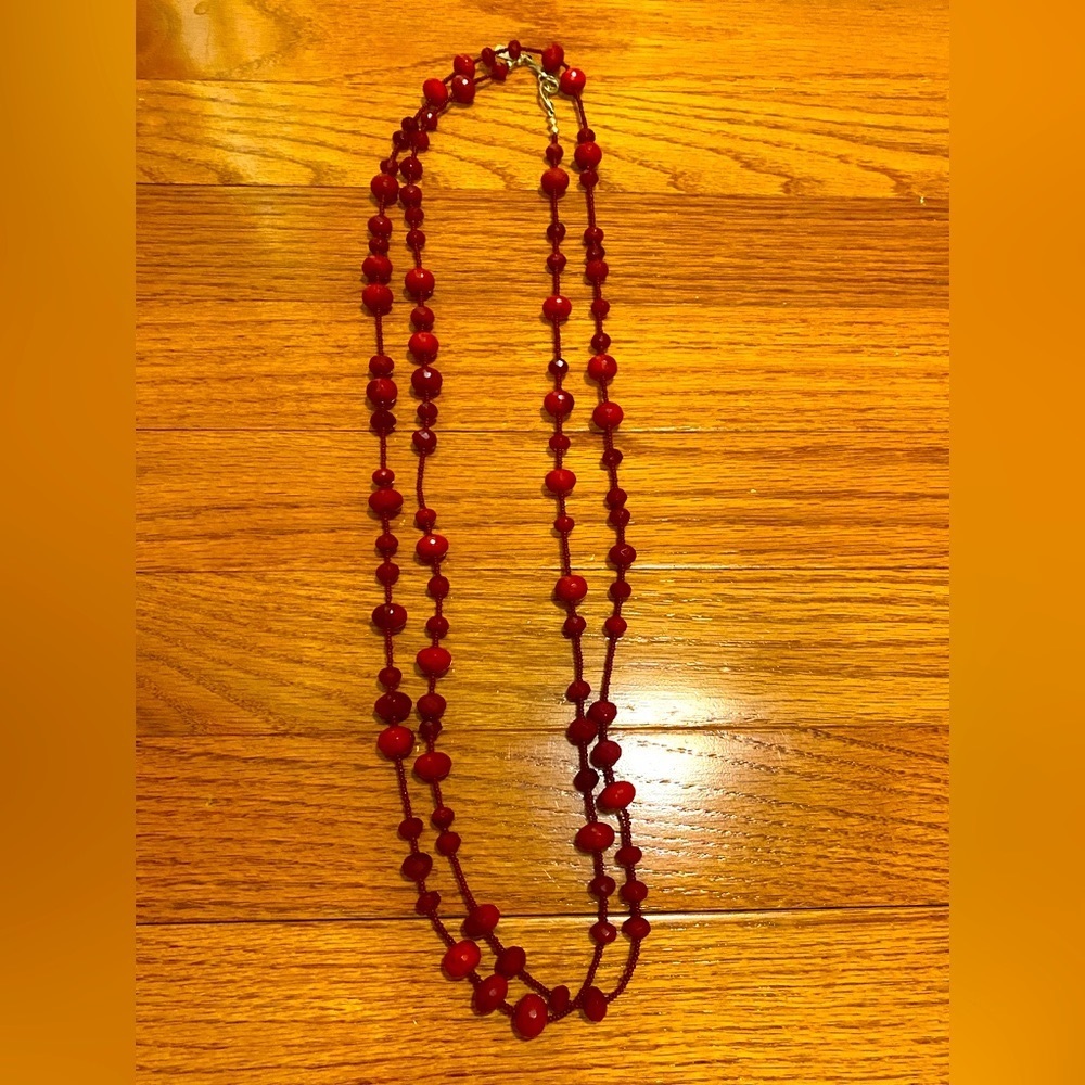 Earthstone original faceted carnelian long necklace